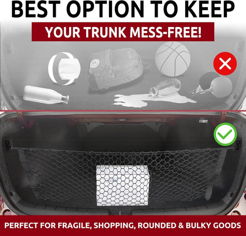 Envelope Style Automotive Elastic Trunk Mesh Cargo Net for Honda Accord 2013-2022- Premium Trunk Organizer and Storage - Luggage Net for Sedan...