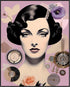 Posterizer 1 pcs-vintage girly purple collage with watches and flowers-Retro Art-Abstract & Modern Art-Gift for Art Lovers-Gifts for Women- UNFRAM...