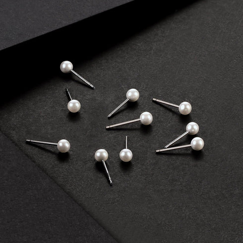 Charisma 4mm Composite Pearl Earrings Round Ball Pearls Stud Earrings Hypoallergenic 12 Pairs Imitation Pearl Earrings Set for Women...