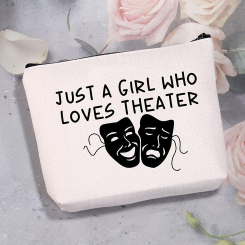 Theater Gifts Theater Actor Makeup Bag Drama Theater Lover Gift Drama Teacher Gift Who Loves Theater Travel Zipper Cosmetic Bag (Loves Theater bag...