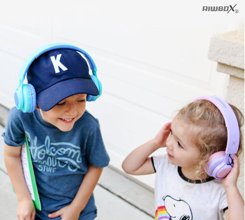 Riwbox WT-7S Kids Bluetooth Headphones Light Up, Foldable Stero Wireless Headset with Microphone and Volume Control for PC/Tablet/TV/Travel (Purpl...