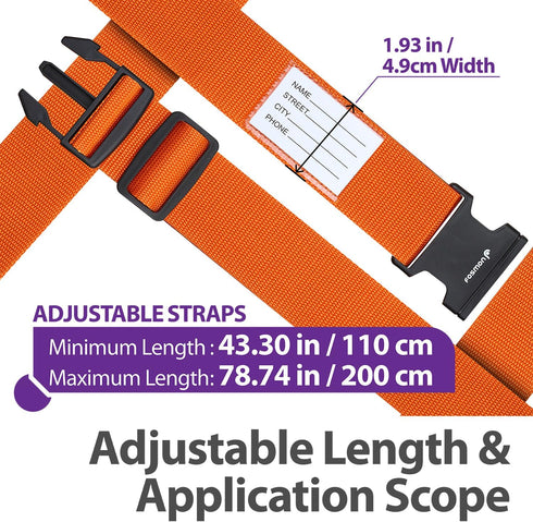 Fosmon Luggage Straps for Suitcases (2 Pack), Travel Belts with Adjustable Strap, Buckle and Identifiers, Luggage Connector Luggage Wrap, Essentia...