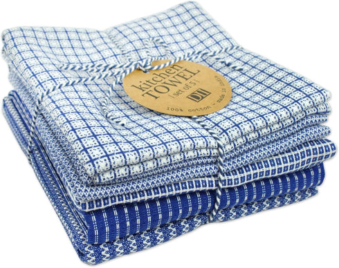 DII Ultra Absorbent, Everyday Cotton Kitchen Towels, Dishtowel Set, Assorted Blue, 5 Piece...