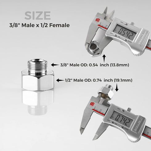 Water Line Adapter, 4 PCS Pipe Fittings in 1/2" Female to 3/8" Male Reducer Adapter, Compression Fitting for Kitchen Bathroom Faucet Supply Hose, ...