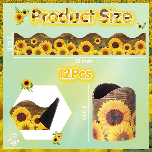 Capoda 12 Pcs Magnetic Sunflower Borders Sunflower Classroom Decorations 11.8 x 2 Inch Sunflower Bulletin Board Borders Magnet Sunflower Garland B...