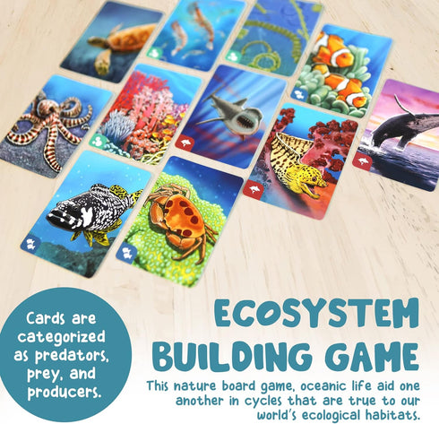Genius Games Ecosystem: Coral Reef - A Mensa Recommended Family Card Game About Aquatic Animals, Their Habitats & Food Chain | A Light Educational...