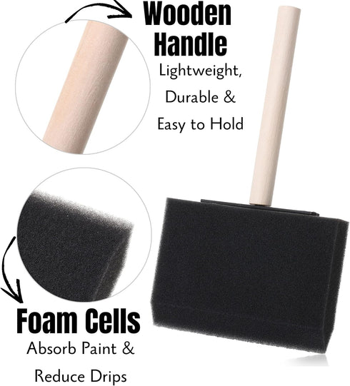 Bates- Foam Paint Brushes, 4 inch, 8 Pack, Sponge Brushes, Sponge Paint Brush, Foam Brushes, Foam Brushes for Painting, Foam Brushes for Staining,...