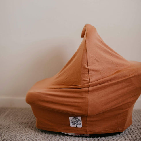 Parker Baby 4 in 1 Car Seat Cover for Girls and Boys - Stretchy Carseat Canopy, Nursing Cover, Grocery Cart Cover, High Chair Cover - “Copper”...