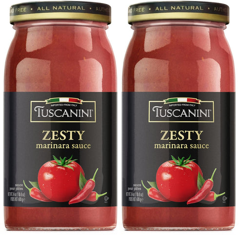 Tuscanini Zesty Italian Marinara Sauce 24.3oz (2 Pack) |Authentic Italian Taste, Vine Ripened, Non GMO, Kosher, Product of Italy...