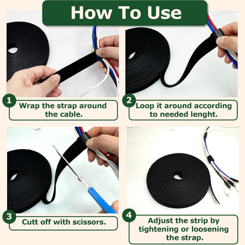 ECOHomes 3/4 Inch x 75 FT Cable Ties Wrap, Double Sided Hook And Loop Straps Roll Tape, Self Gripping Strips for Cable & Cord Management Home & Of...