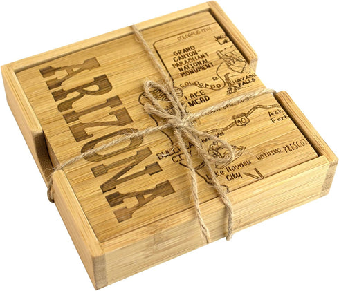 Totally Bamboo Arizona State Puzzle 4 Piece Bamboo Coaster Set with Case...