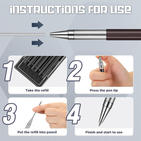 4 Pieces Welder Pencil with 60 Pieces Round Refills Mechanical Pencil Metal Marker Pen for Construction Workers, Metal Work, Welders, Plumbers, Fr...