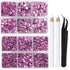 LPBeads 6400 Pieces Hotfix Rhinestones Pink Flat Back 5 Mixed Sizes Crystal Round Glass Gems with Tweezers and Picking Rhinestones Pen...
