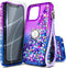 NGB Designed for iPhone 12 Mini Case, Purple/Blue | Glitter Liquid Sparkle Cute Cover for Women Girls Kids | with Tempered Glass Screen Protector ...
