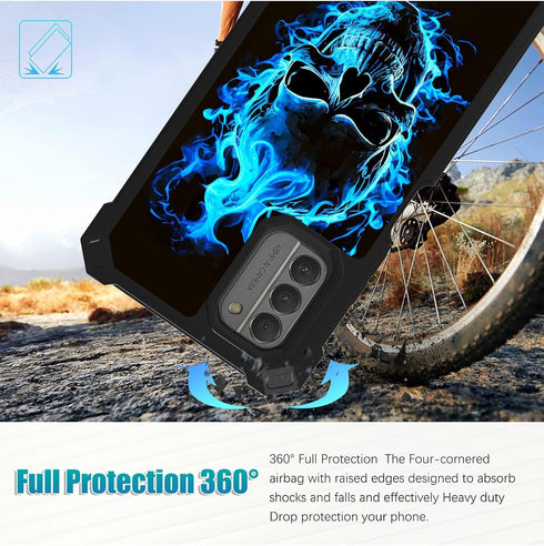 for Nokia G310 Case,Nokia G310 Phone Case with Glass Screen Protector,360 Full-Body Hard PC & Soft TPU Bumper Shockproof Protective Phone Case for...