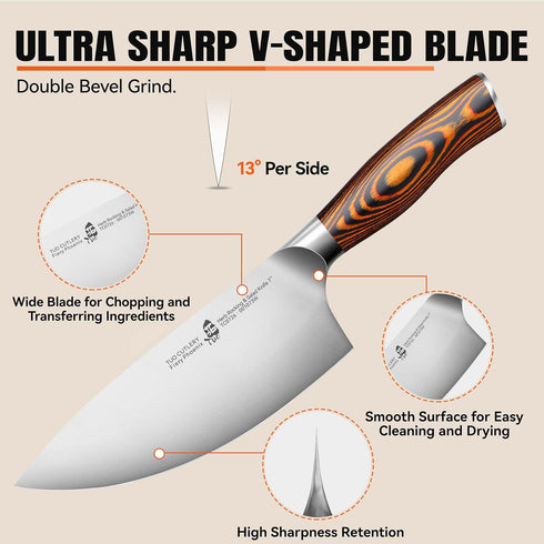 TUO Rocker Knife, 7 inch Salad Chopper Chef Knife for Herb Rocking and Veggie Chopping, Vegetable Cleaver in High Carbon Steel with Ergonomic Hand...