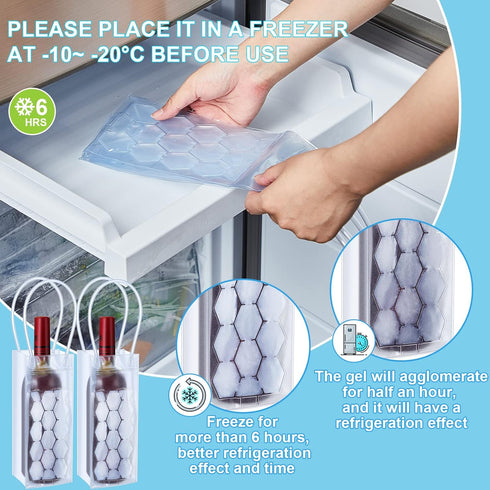 8 Pcs Ice Wine Bag Gel Wine Bottle Chill Cooler Portable Wine Bottle Chiller Cooler Wine Cooler Bag Champagne Wine Fridge Gel Cooling Holder Frees...
