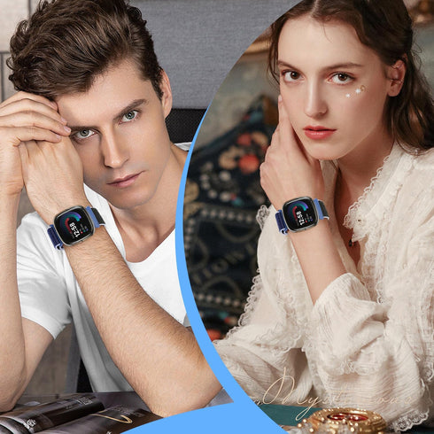 Sport Loop Compatible with Fitbit Versa 4 Fitbit Sense 2 Fitbit Versa 3 Fitbit Sense for Women Men,Soft Nylon Adjustable Breathable Replacement Wr...