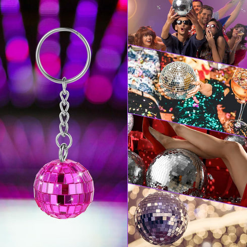 Disco Ball Keychain, 12 Pieces Disco Ball Party Favors Keychains 70s Disco Keychain Silver Mirror Ball Keychain Ball Party Supplies Party Favors S...