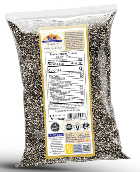 Rani Black Pepper Coarse Ground 28 Mesh (Table Grind) 3.5oz (100g) ~ All Natural | Vegan | Gluten Friendly | NON-GMO | Kosher | Product of Vietnam...