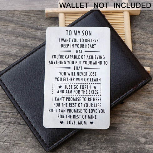 Inspirational Gifts for Son from Mom, Engraved Wallet Inserts with Motivational Quotes, Wallet Insert Cards for Graduation Birthday Gift Ideas...
