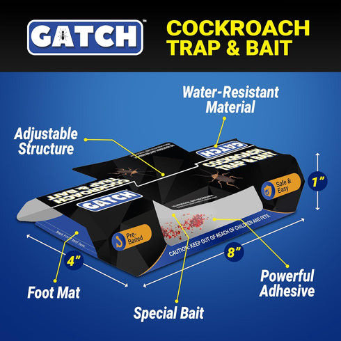 GATCH Roach Traps Indoor (12 Pack), Sticky Baited Cockroach Traps, Roach Killer Indoor Infestation, Adhesive Glue Traps for Roaches, Insects, Home...