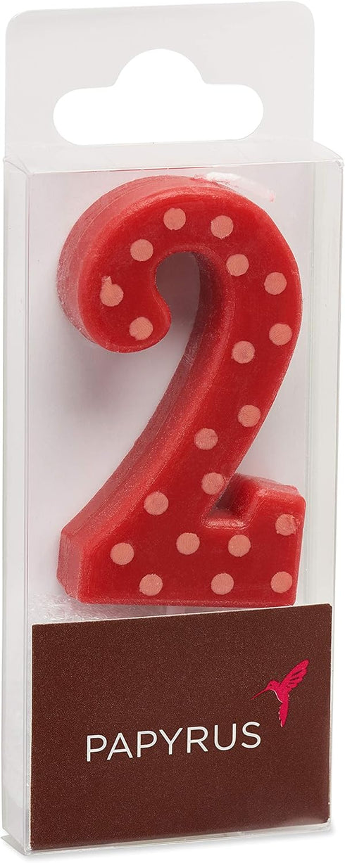 Papyrus Number 2 Birthday Candle, Red Polka Dots (1-Count)...