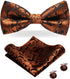 Mens Paisley Tie and Pre-tied Paisley Bow Tie with Pocket Square Cufflinks Clip Set...