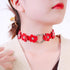 Gothic PU Leather Punk Choker Heart Ring Flower Necklace for Women...
