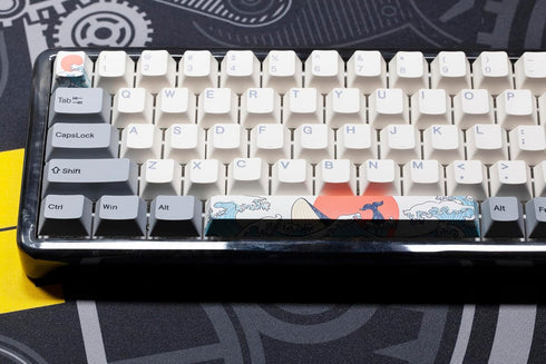 KPREPUBLIC Novelty allover dye subbed Keycaps Japanese Wave Whale and Sun ESC spacebar pbt for Gaming Mechanical Keyboard cherry profile (SunWhale...