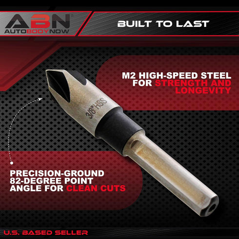 ABN Screw Countersink Kit 5-Piece SAE Drill Bit Set, 82-Degree, 1/4in Shank, 5 Flute – Metal, Wood, Rubber, Plastic...