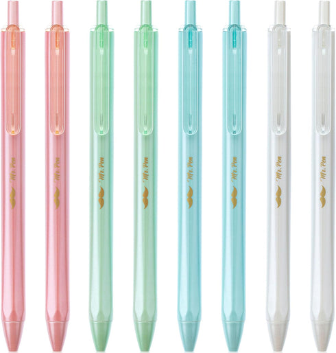 Mr. Pen- Retractable Gel Pens, 8 Pack, Black Ink Gel Pens, Pastel Barrels, Fast Dry, Gel Pens Fine Point 0.5mm, Retractable Pens, Cute Pens, Gel I...