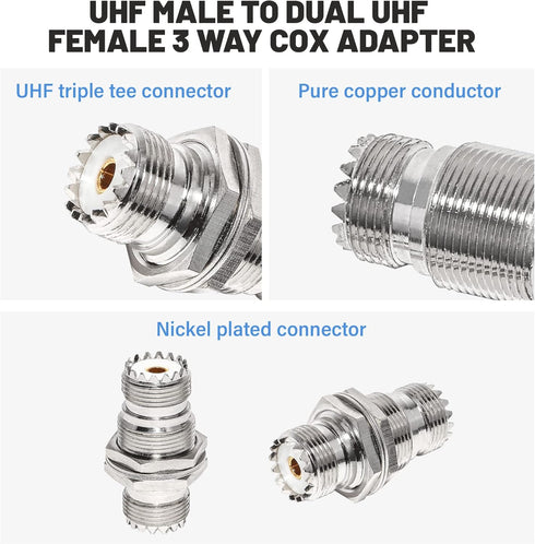 Anina UHF Female to Female Jack Bulkhead Coax Connector SO-239 PL-259 RF Coaxial Cable Adapter 2-Pack...