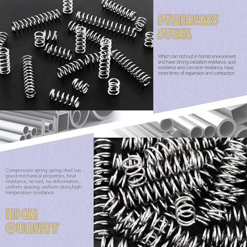 Swpeet 150Pcs 5 Sizes Compression Springs Assortment Kit, Mini Stainless Steel Extension Springs for Shop and Home Repairs, 0.39" to 1.97" Length,...