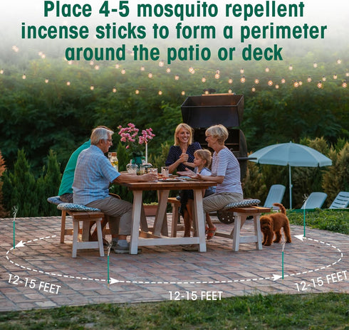 Mosquito Repellent Incense Sticks Outdoor Patio, 24pcs Citronella Incense Sticks, Deet Free Natural Organic Mosquito Barrier Mosquito Repellent Ki...