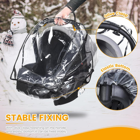 Car Seat Rain Cover Universal, Food Grade EVA, Waterproof Weather Shield for Infant Car Seat with Storage Bag, Baby Car Seat Stroller Rain Cover F...