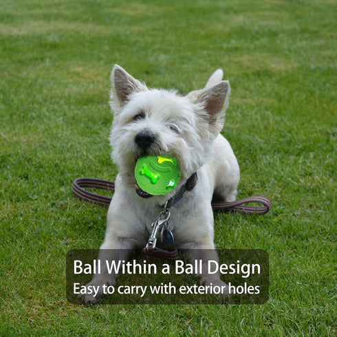 Leejec Dog Toys, 2.5" Interactive Light up Balls, Chew Toys for Medium & Small breed, Rubber Durable Fetch Training Balls, Pet Birthday Gift, 3-Pa...