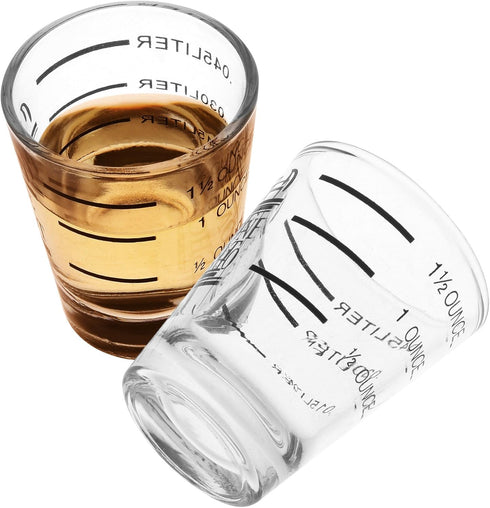 Beautyflier Pack of 4 Cocktail Wine Jigger Clear Glass Shot Glasses Drink Spirit Measure Cup For Measurement Bar Party Kitchen Tool (1.5 OZ, 4PCS)...