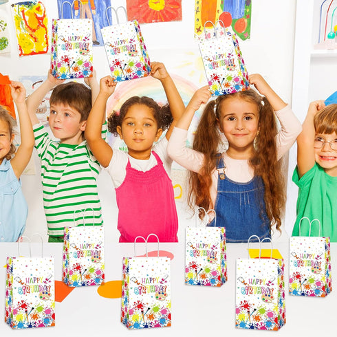 gisgfim 12 Pcs Premium Paint Art Party Bag Art Themed Birthday Party Painting Party Candy Favor Bags Supplies Gift Treat Bags Paint Party Supplies...