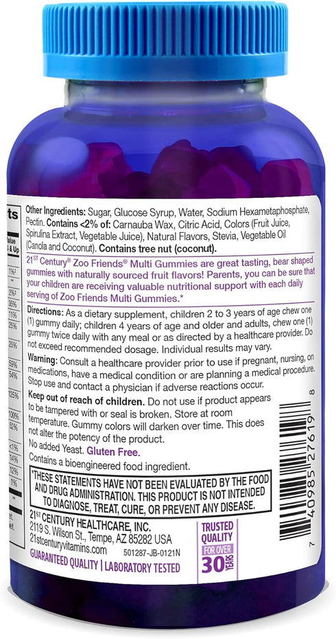 21st Century Zoo Friends Multi Gummies, Fruit 60 Count...