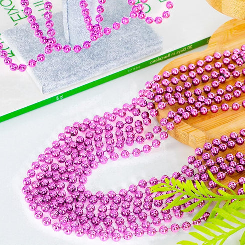 50PCS Mardi Gras Beads, Metallic Bead Necklace Party Favors, 33" Mardi Gras Necklace Women Men Stuff, Festival Parade Throw Accessories for Weddin...
