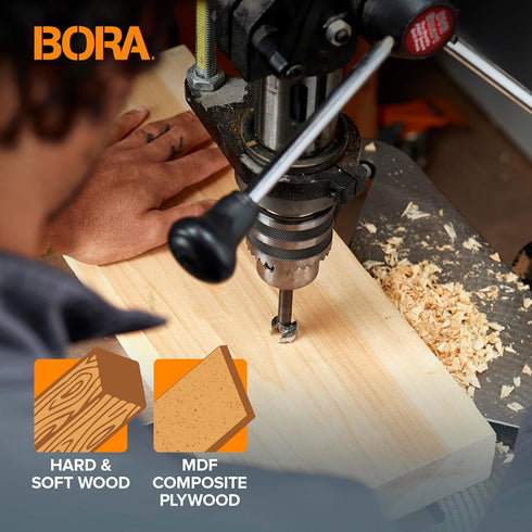 BORA BFB-009713 5/8" Dia Tempest Forstner Bit 3-1/2" OAL, Round 5/16" Shank for Wood Drilling Ideal for Cabinet Making and Fine Woodworking Projec...