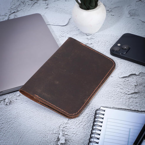 Leather Journal Cover for Field Notes, Notebook Cover for Cahier, Wallet Case, (3.5 x 5.5 in.) Cards Slot/Refillable Travelers Pocket Notebook Han...