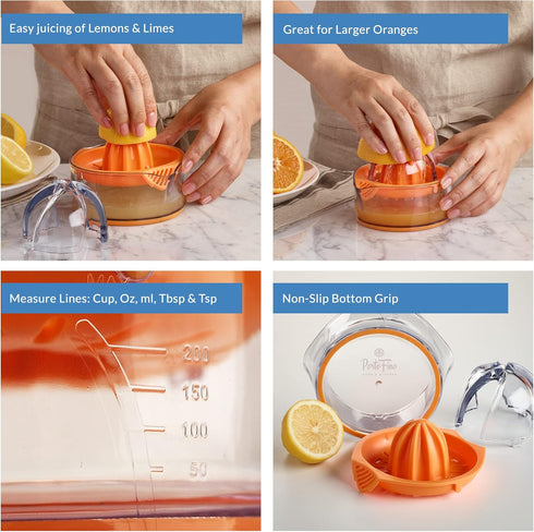 Citrus Squeezer - Orange Juicer - Manual hand Juicer - Lemon Lime Squeezer with Measuring Cup and Strainer - Space Saving and easy to use - Dishwa...