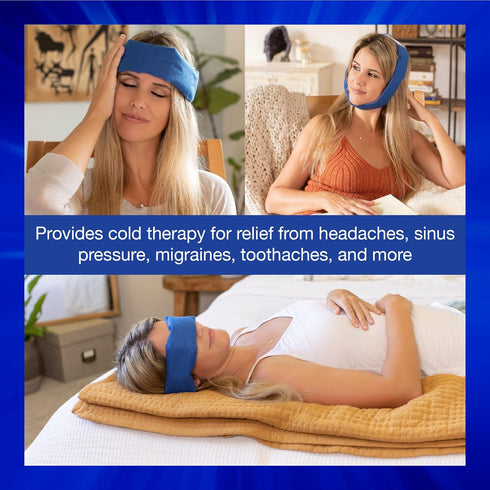 Thera-Med Cooling Headache Relief Band - Fabric Lined Ice Pack for Headache Relief and Migraine Relief - Works On Tension Headaches, Sinus Headach...