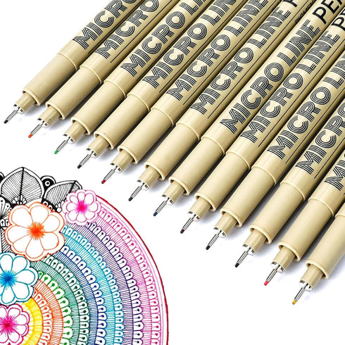 12 Colors 05 Micro Fineliner Drawing Art Pens, Waterproof Archival Ink Pens, 0.45mm Multiliner Fine Liner Pens for Illustration Technical Sketchin...