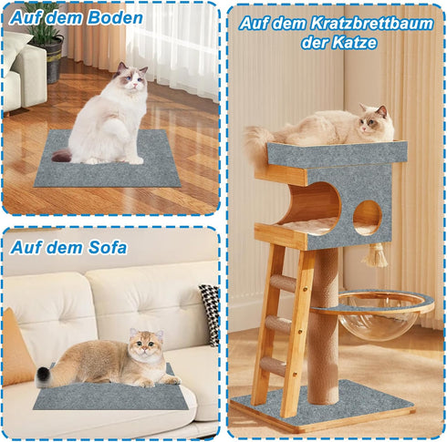2 Pcs Cat Scratch Mats 24”x16”, Trimmable Cat Scratching Post Carpet Cover Self-Adhesive Cat Floor Scratching Pad Rug?Cat Scratcher for Tree Steps...