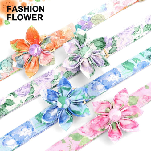 Beirui Cute Girl Dog Collars for Female Dogs, Floral Dog Collar with Spring Flower Patterns, Soft Pet Collars for Small Medium Large Dogs(Colorful...