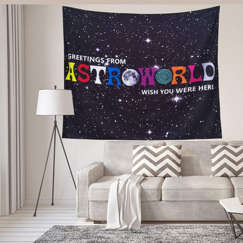 Astronomical World Funny Black Flags Tapestry Wish You Were Here 4.3x5 Feet Flag Banner - Unique Black and White Home Decor for College Dorm Room,...