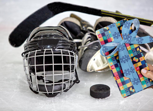 6 Rolls Hockey Ribbon for Wrapping Gifts Crafts, Ice Hockey Theme Ribbon for Gift Wrapping Home Decorations DIY 3/8" X 18 Yards, Grosgrain Blue Sp...